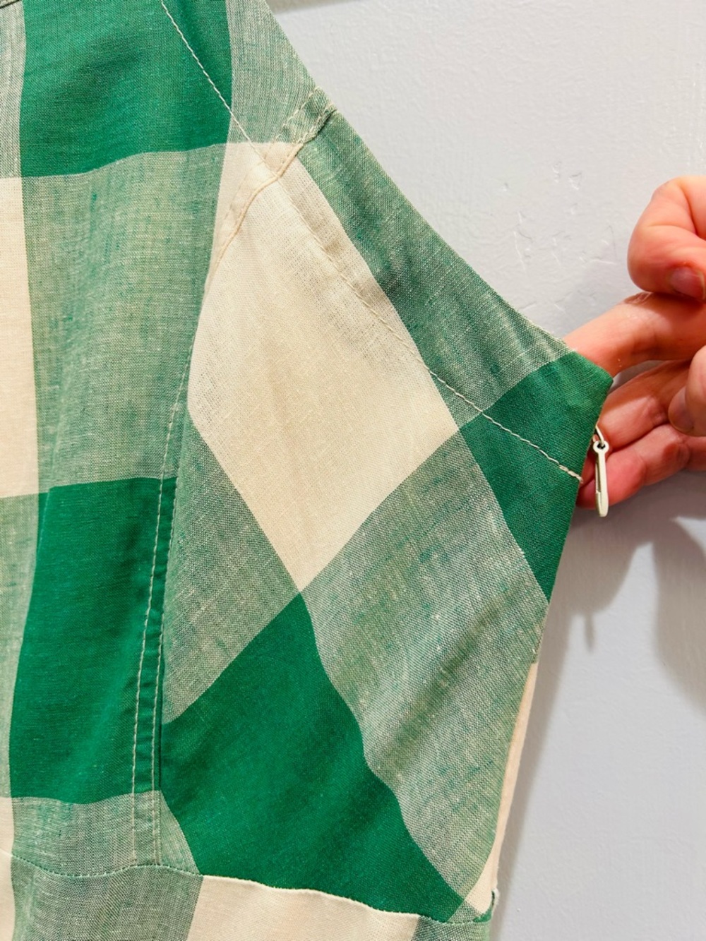 Anthropologie Maeve Greta Gingham Halter Midi Dress Green White Check NWOT 12 - Picture 13 of 16